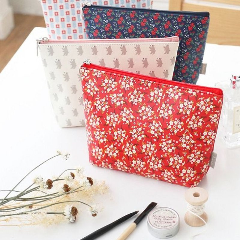 出清特卖-小春日和皮革万用包L-樱花,ICO83757 - 化妆包/杂物包 - 真皮 红色