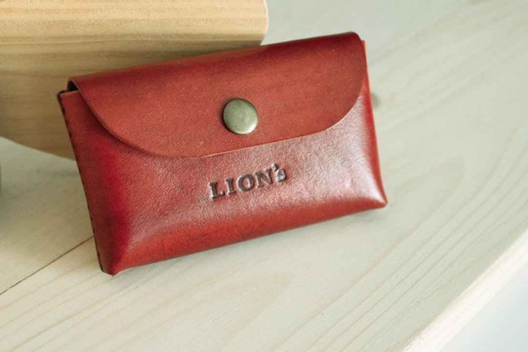 【 LION's 】手工皮革 皮件-- 复古简约款 真皮名片盒 厚款 (客制订做) - 文件夹/资料夹 - 真皮 红色