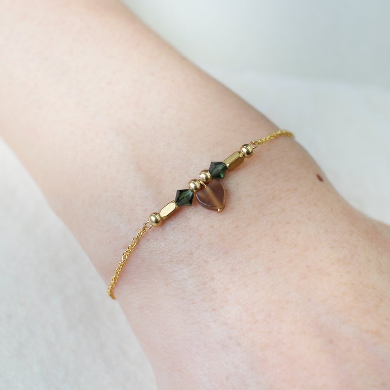 EF一寸之间NO.43情人节咖啡色心型猫眼石手链 - 手链/手环 - 其他材质 咖啡色