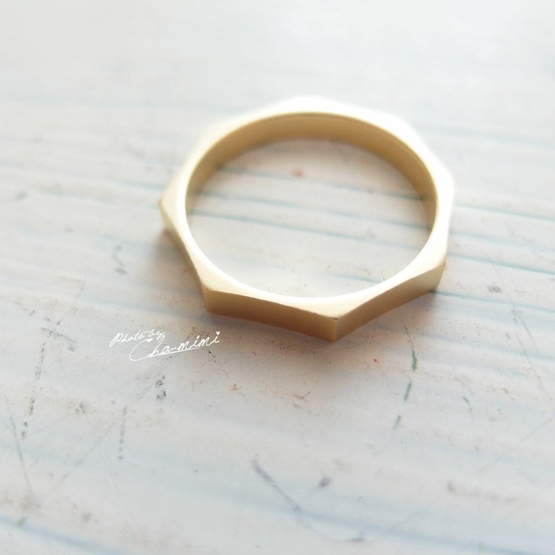 Cha mimi。包浩斯。简单工艺八角星雾金戒 - 戒指 - 其他材质 金色