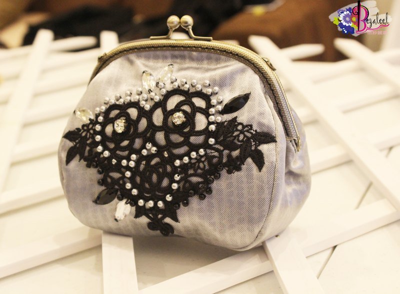 亮灰蕾丝珍珠风 口金包 - 其他 - 其他材质 灰色