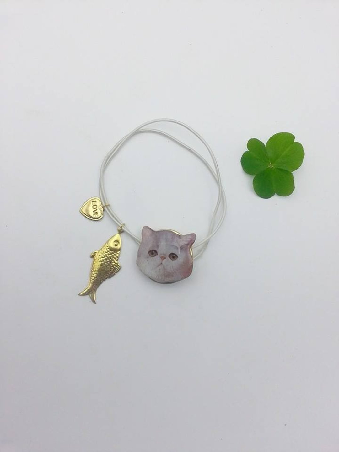 【Lost and find】猫 鱼 Love 手带 头饰 - 手链/手环 - 其他金属 白色