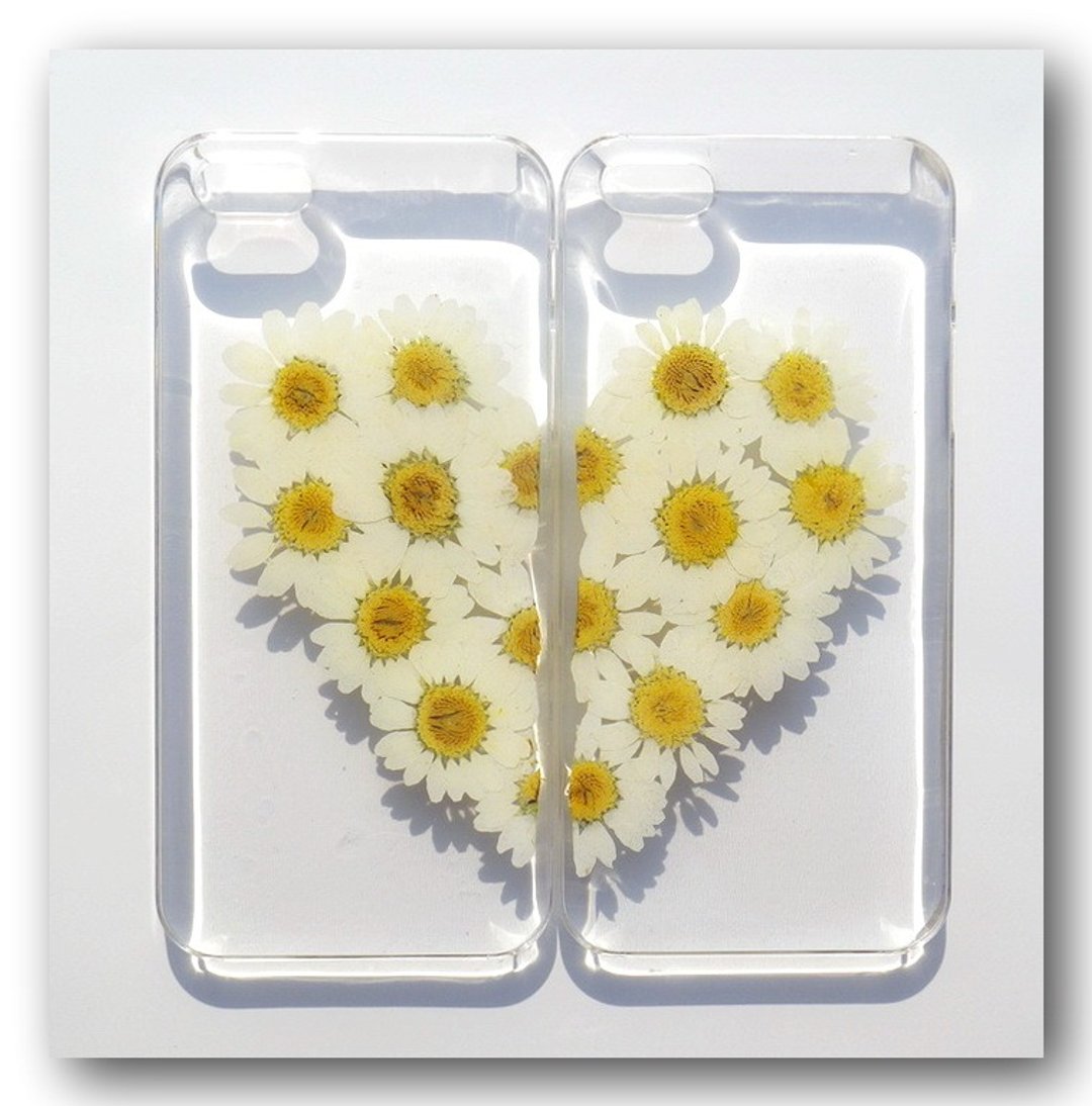 Anny's workshop手做押花手机保护壳，适用于Apple iphone 5/5S，心心相印 (Set of 2) - 手机壳/手机套 - 塑料 白色