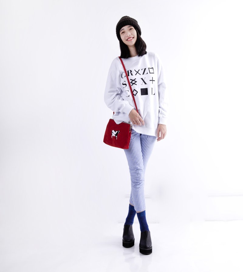 YIZISTORE 刺绣单肩斜挎 口金包-红色奶牛 - 侧背包/斜挎包 - 其他材质 