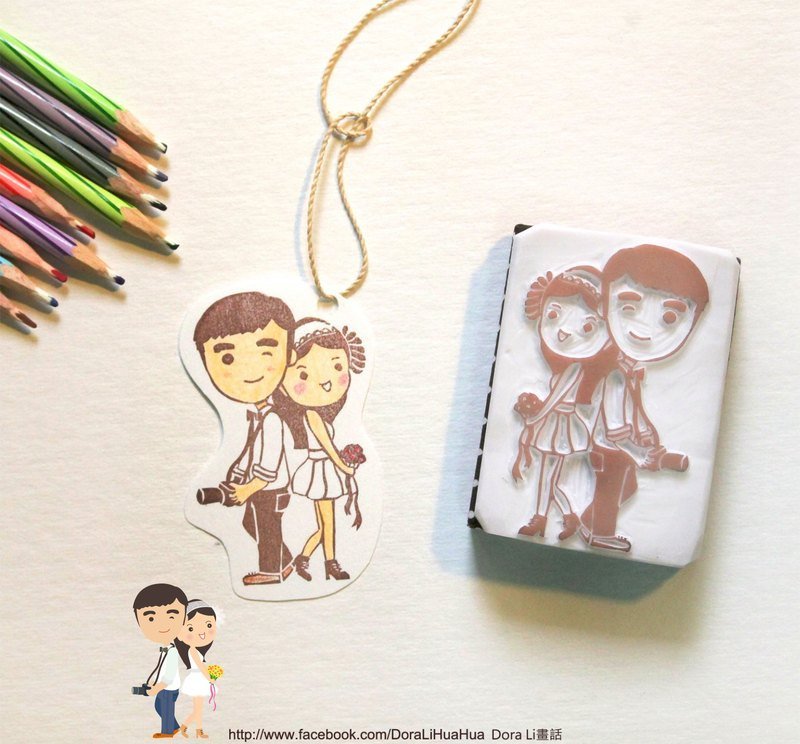 婚礼人物LOGO设计(含婚礼纪念章) - 玩偶/公仔 - 木头 白色