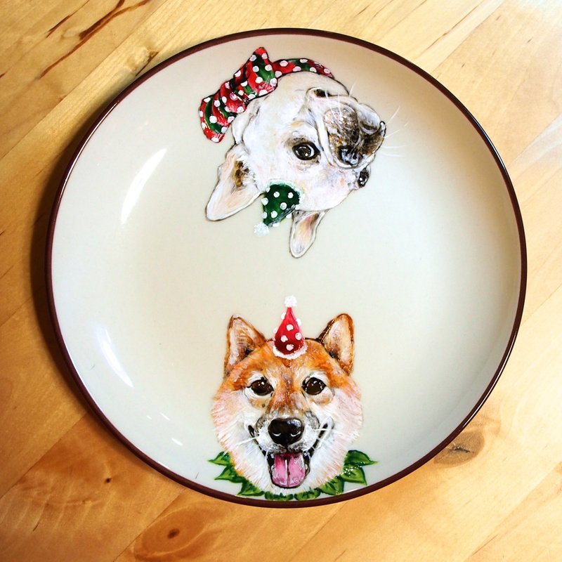 壁挂装饰盘 / 点心盘系列－叮当柴柴&法斗 - 浅碟/小碟子 - 瓷 