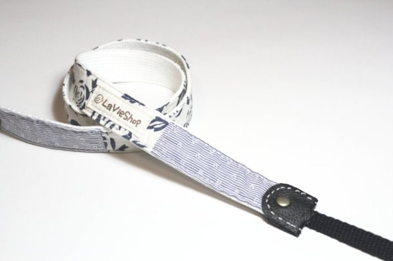 【LaVieShop＊手作杂货】甜美典雅剪影玫瑰(浅蓝)．25mm手工 相机背带．GF/NEX/单眼/类单．可订制 - 相机 - 其他材质 蓝色