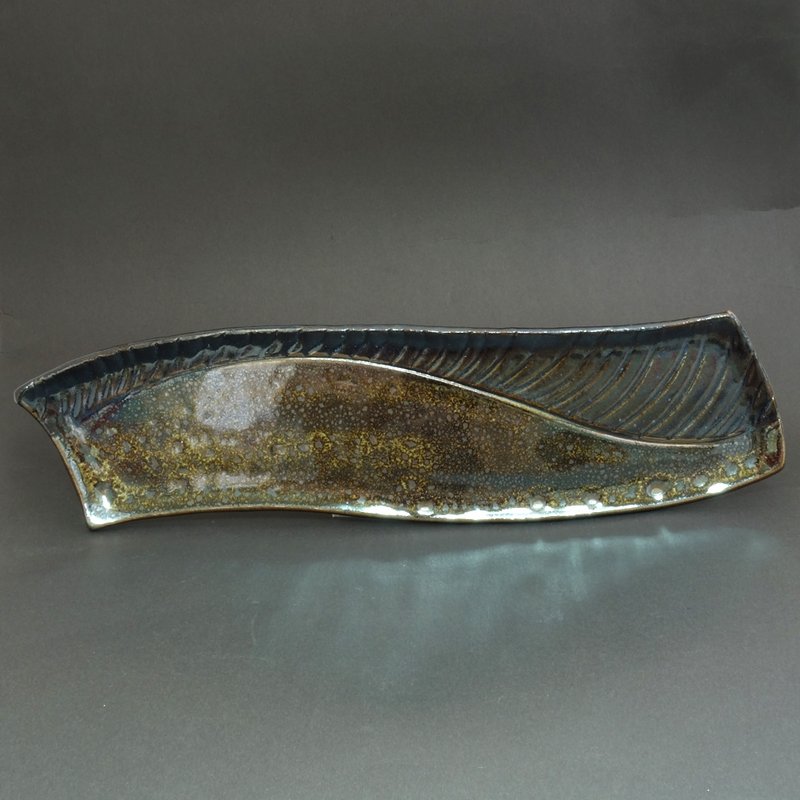 【辛可窑】曜变豹纹油滴天目长盘 - 茶具/茶杯 - 其他材质 灰色