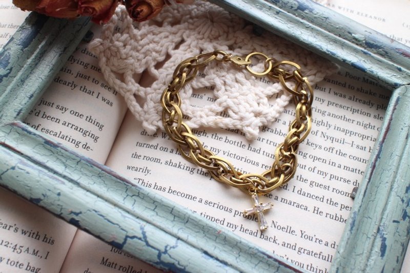 时光下的祝福~锆石黄铜手链 - 手链/手环 - 其他材质 