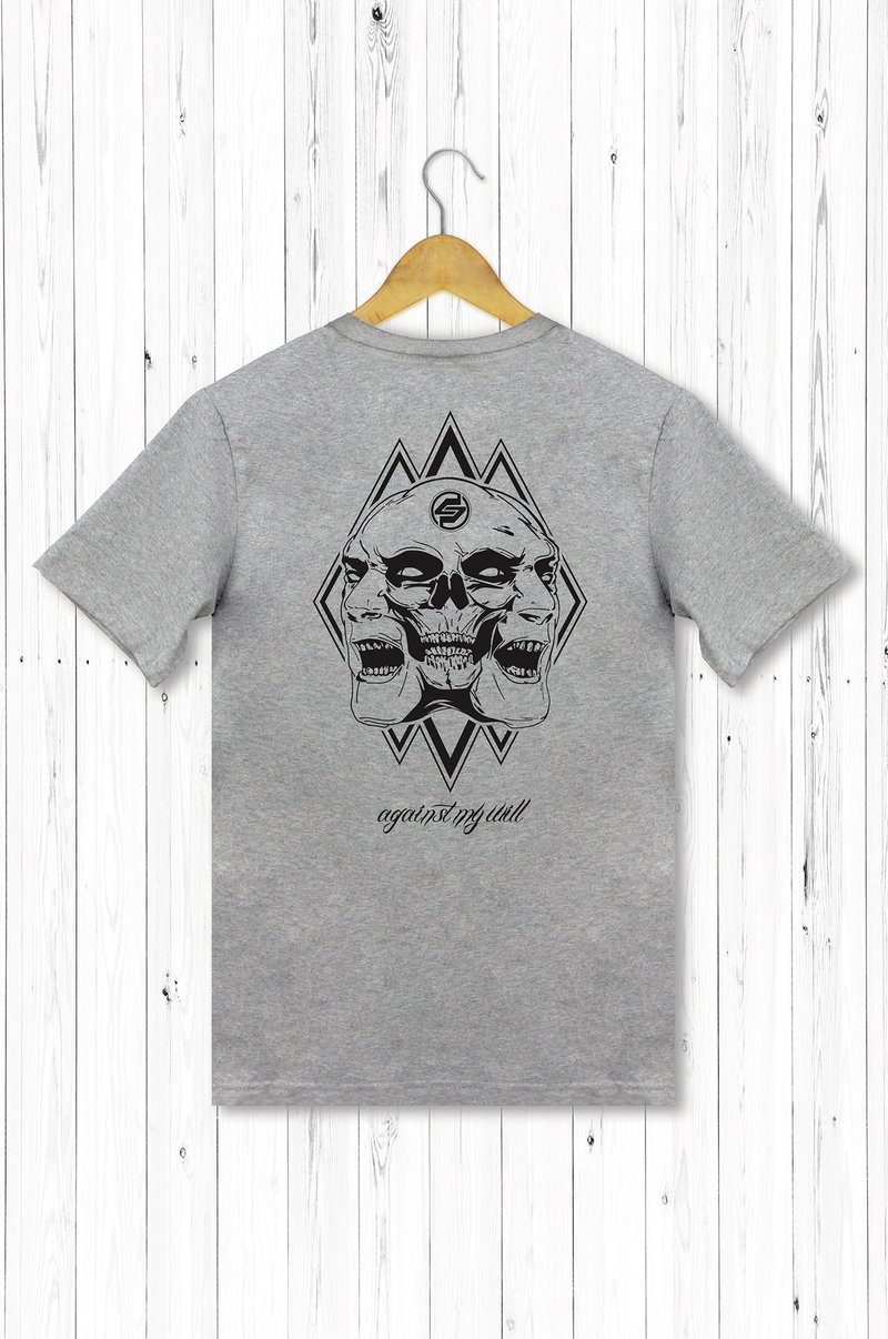 statelywork人格分裂 T 男T恤 灰白二色 - 男装上衣/T 恤 - 棉．麻 灰色