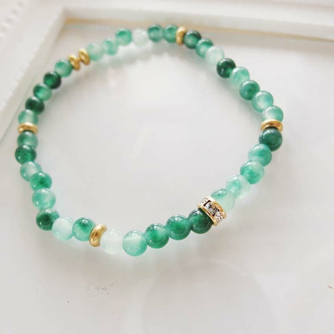 Cha mimi。天然石。绿葡萄 青花玉石 手链-限量 - 手链/手环 - 其他材质 绿色