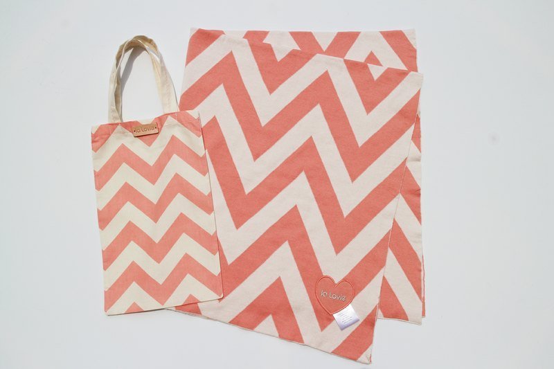 雪佛龙有机棉毯-鲑鱼橘 - 寝具 - 其他材质 红色