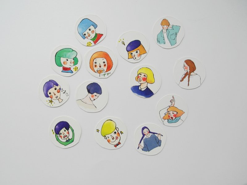 市井小民圆型贴{人物款} - 贴纸 - 纸 白色