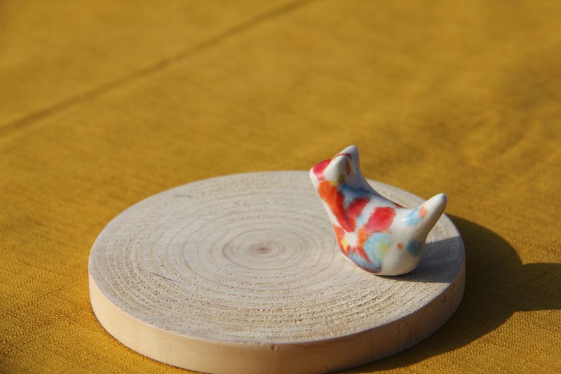 彩斑豆豆猫03 - 花瓶/陶器 - 其他材质 多色