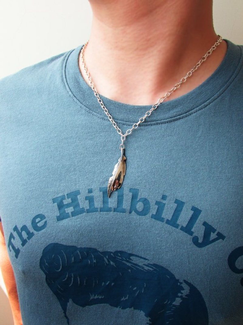 feather necklace_羽毛项链 | 设计师手工 纯银个性项链 情人节 - 项链 - 银 银色