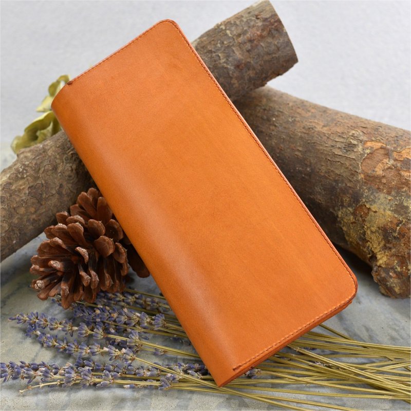 【DOZI皮革手作】长夹二号。右侧零钱袋款长夹、皮夹-可改设计，增减卡插空间、增加夹层，样图为浅茶色 - 皮夹/钱包 - 真皮 咖啡色