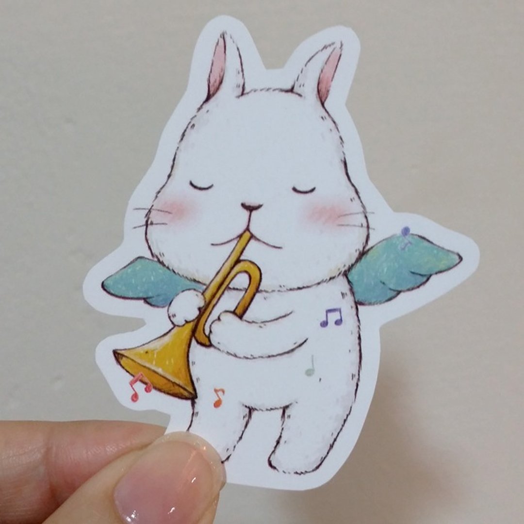 超黏防水贴纸 / 天使兔 - 贴纸 - 纸 蓝色