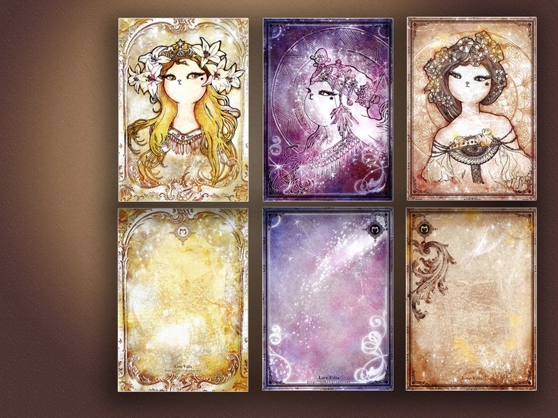 明信片 | 双面插画 - 复古华丽慕夏猫( 三张一组 ) - 卡片/明信片 - 纸 