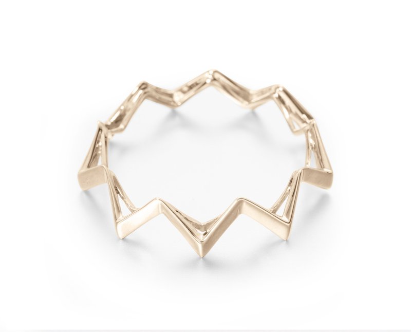 个性绅士戒指 几何简约金男戒 14K黄金几何戒指 质感饰品锯齿素戒 - 对戒 - 贵金属 金色