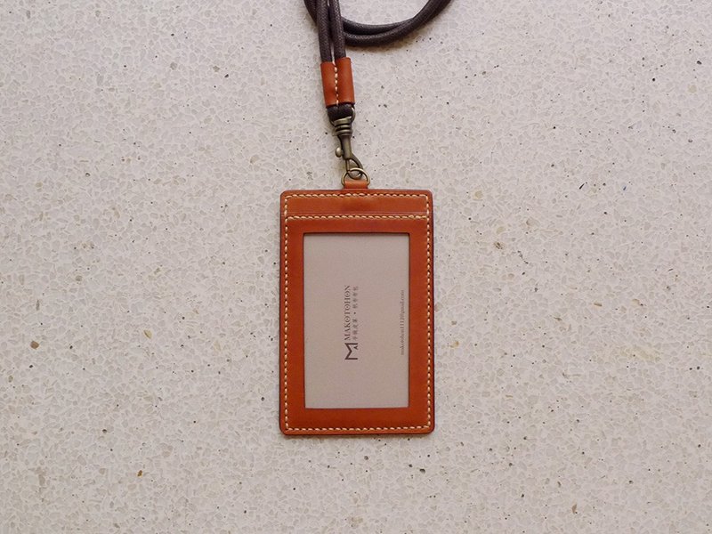 手工缝制棕色牛皮皮革证件套 票卡夹 - 证件套/卡套 - 真皮 咖啡色