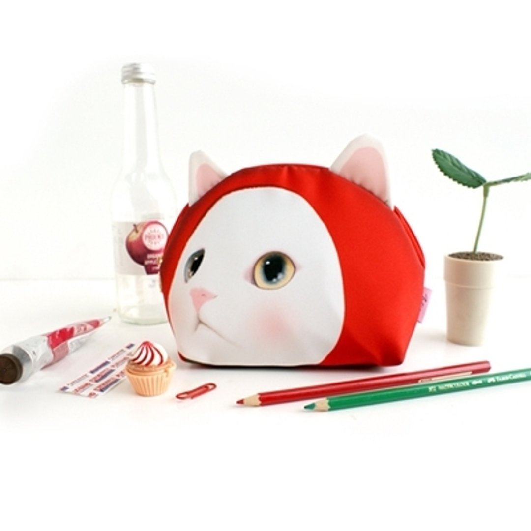 JETOY,Choo choo甜蜜猫娃娃化妆包 _Red hood (J1309104) - 化妆包/杂物包 - 棉 多色