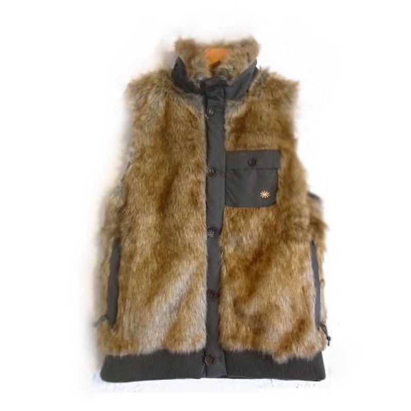 -预购- GOHEMP 仿皮草登山背心Fake Fury - 男装背心 - 其他材质 咖啡色