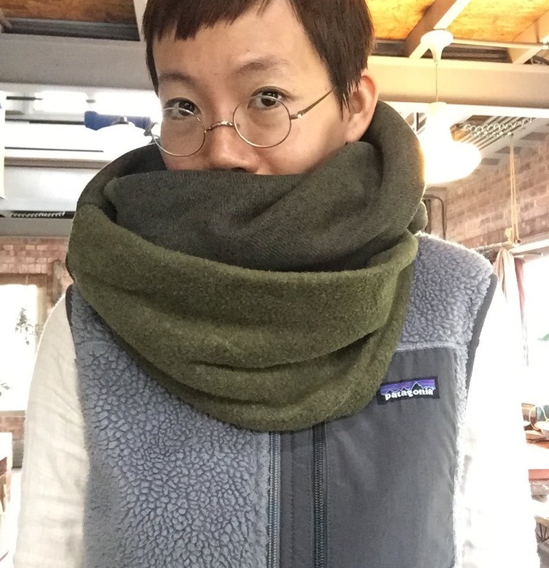 限量！ Army 军系列毛绒保暖拼接长脖围 - 丝巾 - 其他材质 绿色