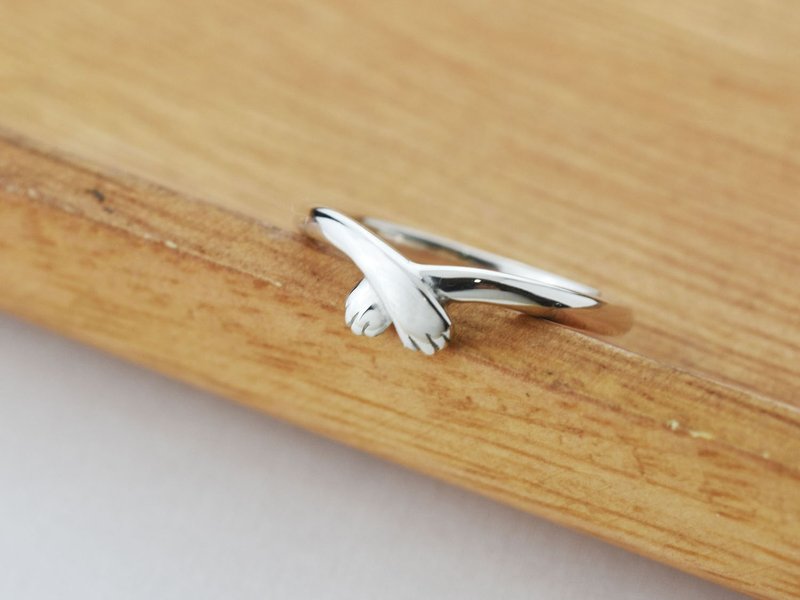 守护 猫咪手手 | 细戒指 925纯银 可爱动物 手作银饰 情人礼物 - 戒指 - 纯银 银色