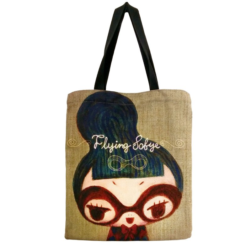 帆布袋【FlyingSofye 女飞贼苏飞】插画。厚身 耐用 Totebag - 侧背包/斜挎包 - 其他材质 咖啡色