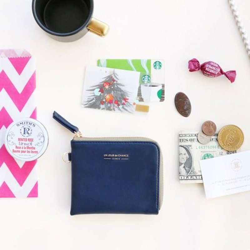 Iconic-转角方块拉链皮夹V2-海军蓝,ICO83030 - 皮夹/钱包 - 真皮 蓝色