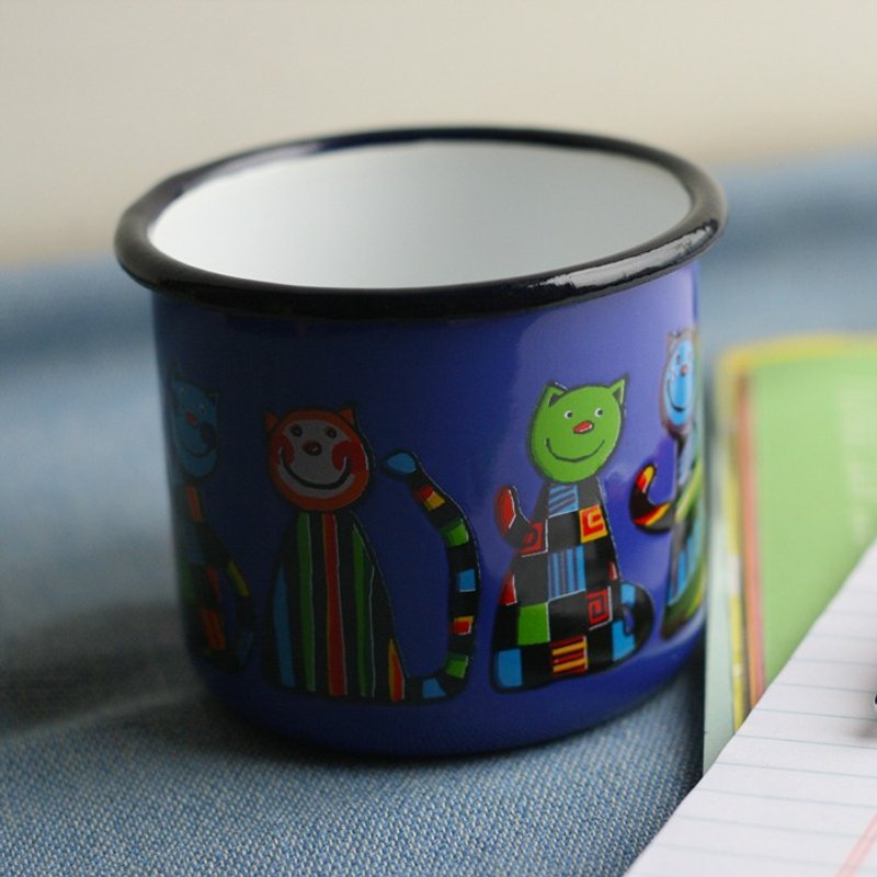 Smaltum布拉格 珐琅杯 几何喵咪_宝蓝(350ml)〈FDN000053〉 - 咖啡杯/马克杯 - 珐琅 蓝色