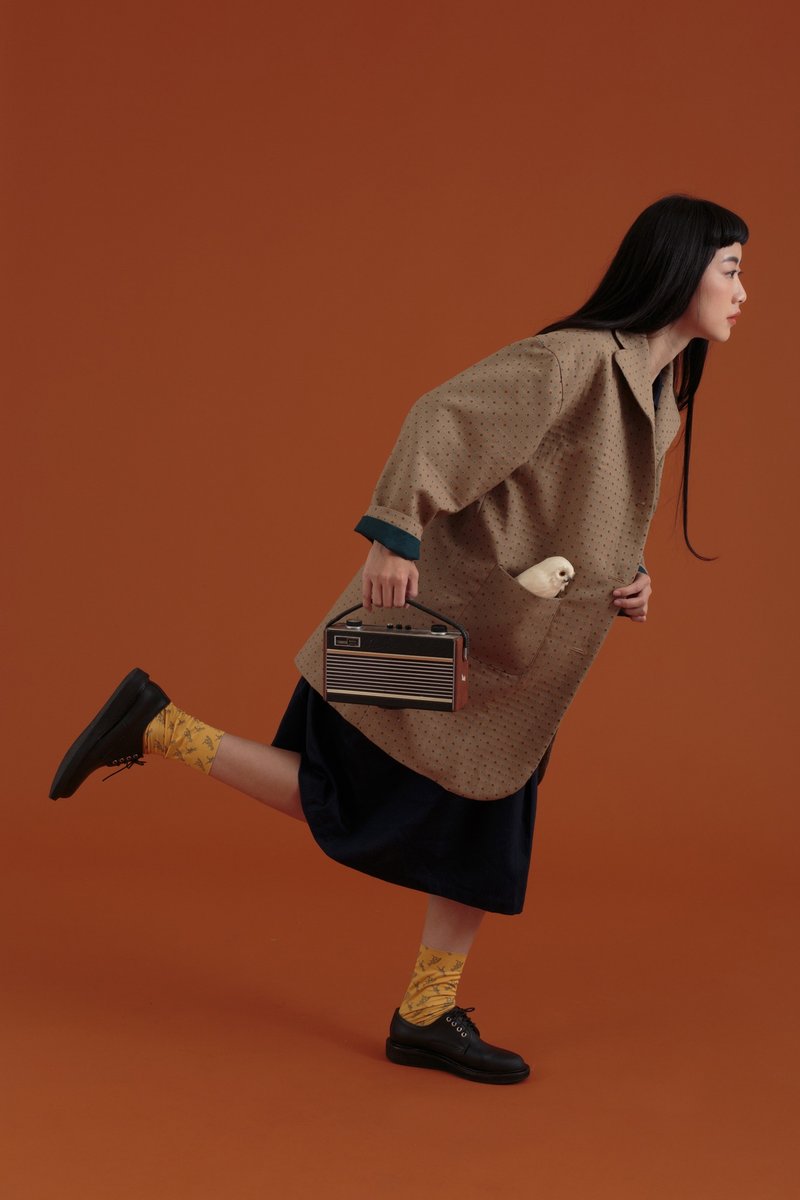 tan-tan / 驼色刺绣图腾外套 - 女装休闲/机能外套 - 其他材质 咖啡色