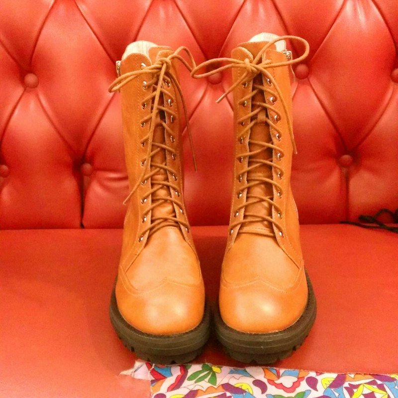 请 靴靴 对不起．万马奔腾踩靴子 - 女款休闲鞋 - 真皮 咖啡色