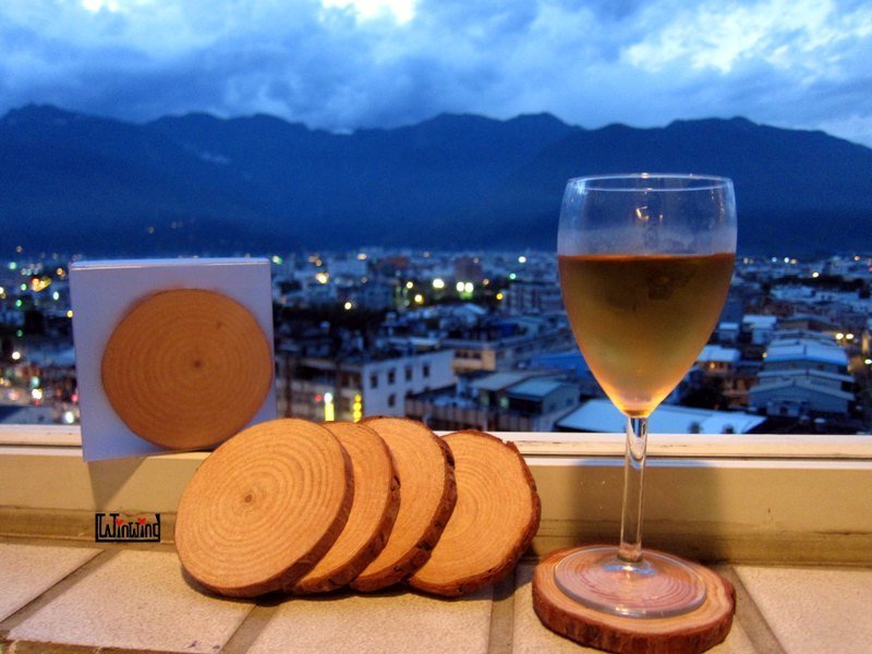 简单生活原木杯垫五件组 - 杯垫 - 木头 咖啡色