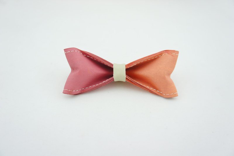“Paper Bow Tie”纸领结 双色系列- No.207（蜜桃粉 亮粉橘） - 领带/领带夹 - 防水材质 粉红色