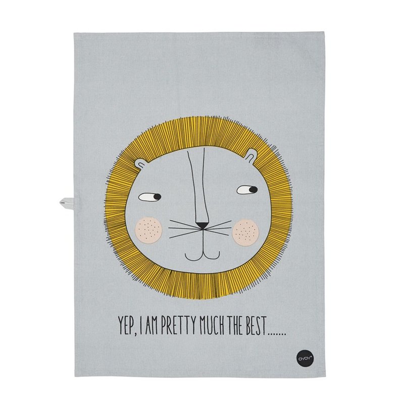 动物印花餐巾 - Lion  | OYOY - 餐垫/桌巾 - 棉．麻 灰色