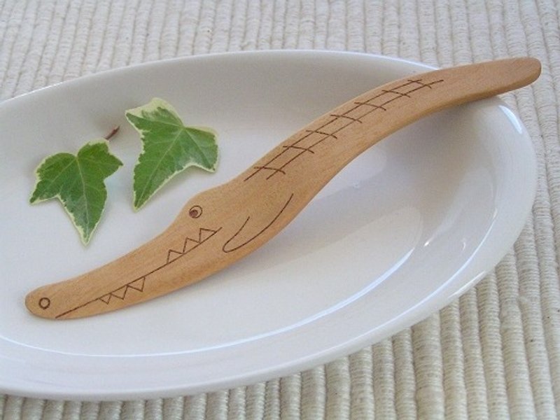 日本藤芸可爱动物系列- 鳄鱼奶油果酱刀 - 餐刀/叉/匙组合 - 木头 多色