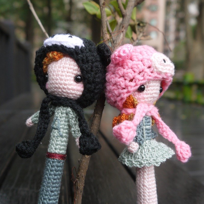 ‘毛线手创’情人系列 造型签名对笔 ♥Q娃戴帽 {{定制量身订制}} 篇♥ - 玩偶/公仔 - 其他材质 灰色