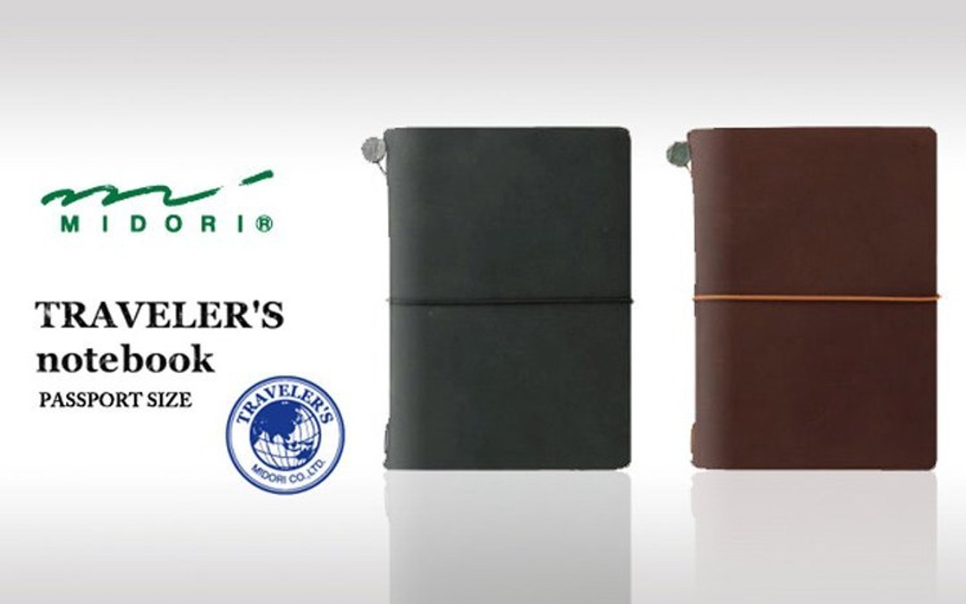 MIDORI - Traveler’s Notebook 旅人笔记本 PASSPORT SIZE (黑色) - 笔记本/手帐 - 真皮 