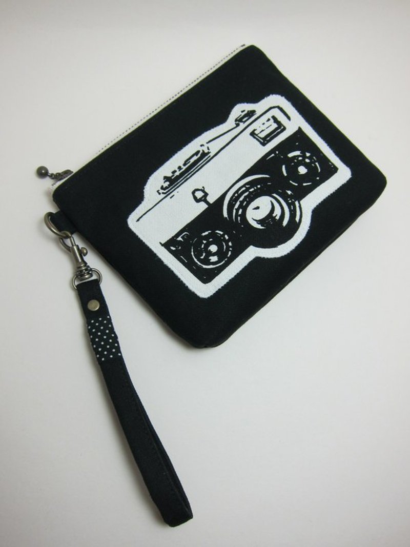 限量复古相机拉链小包(附腕带) - 零钱包 - 其他材质 黑色