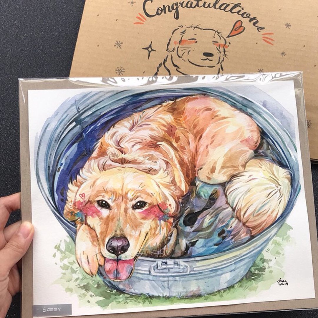 Pet Portrait 宠物肖像画 / 21x30cm (8x12) / 一只一张 / 水彩 - 其他 - 其他材质 多色