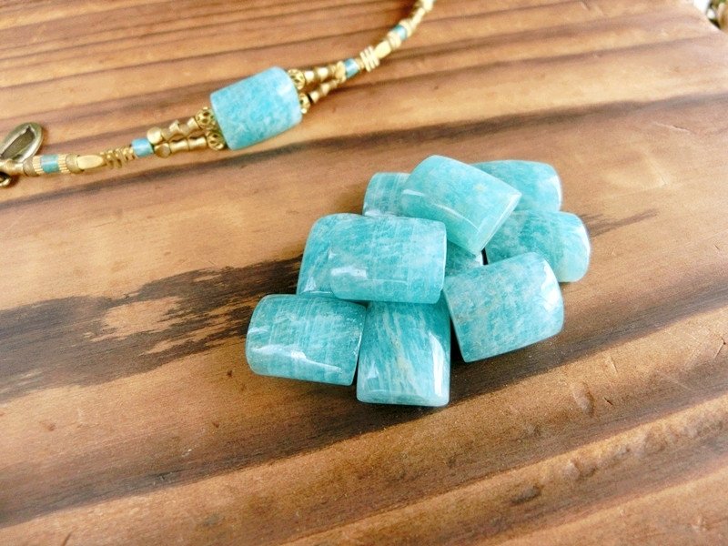 【UNA-优娜手作】方块糖系列-天河石▲天然石黄铜手链 ▲ 定制化 - 手链/手环 - 宝石 蓝色