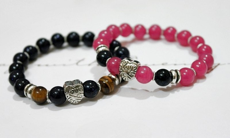 天然石x合金情侣对链_俪影双双 //一对//-情人节- - 手链/手环 - 宝石 蓝色