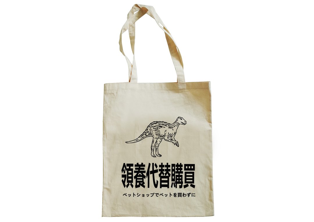 【隐性/显性】::手工::布袋::‘领养恐龙’/购物袋/书包/随身包/文青/类帆布/礼物/肩背/A3大小 - 侧背包/斜挎包 - 棉 卡其色