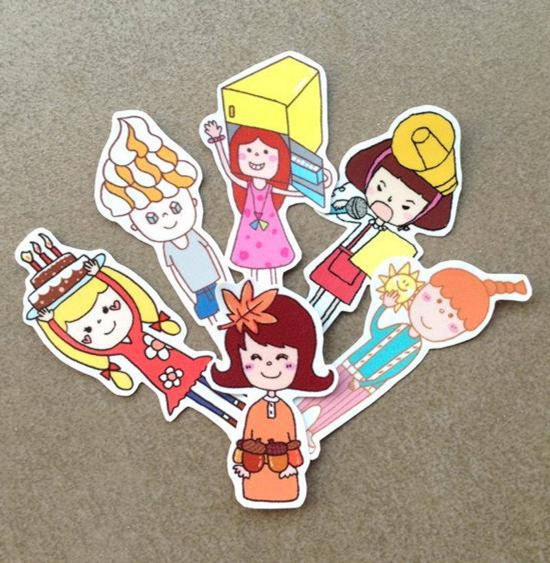 橘橘红红贴纸组 (6选1) - 贴纸 - 纸 橘色