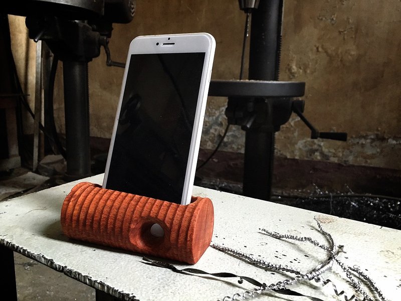 原木木作手机免提座-工业风 - 手机座/防尘塞 - 木头 咖啡色