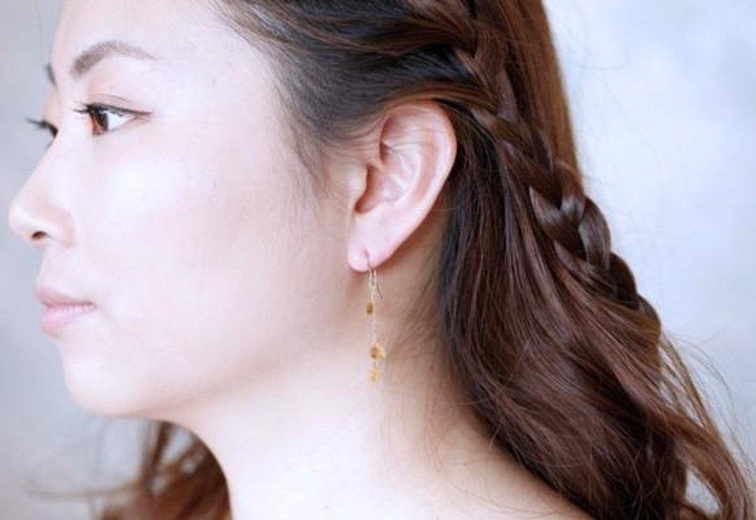 Piercing and earrings primavera [citrine] - 耳环/耳夹 - 其他金属 