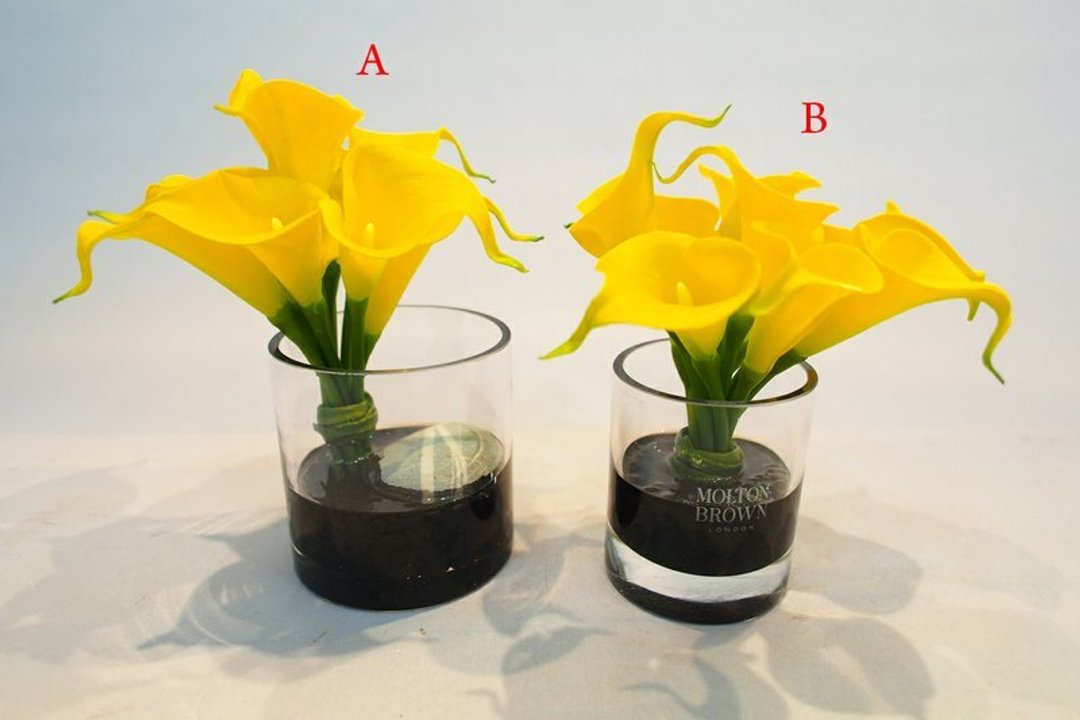 【假水人造花艺】-圆玻璃黄海芋小品(二款-A) - 植栽/盆栽 - 其他材质 黄色