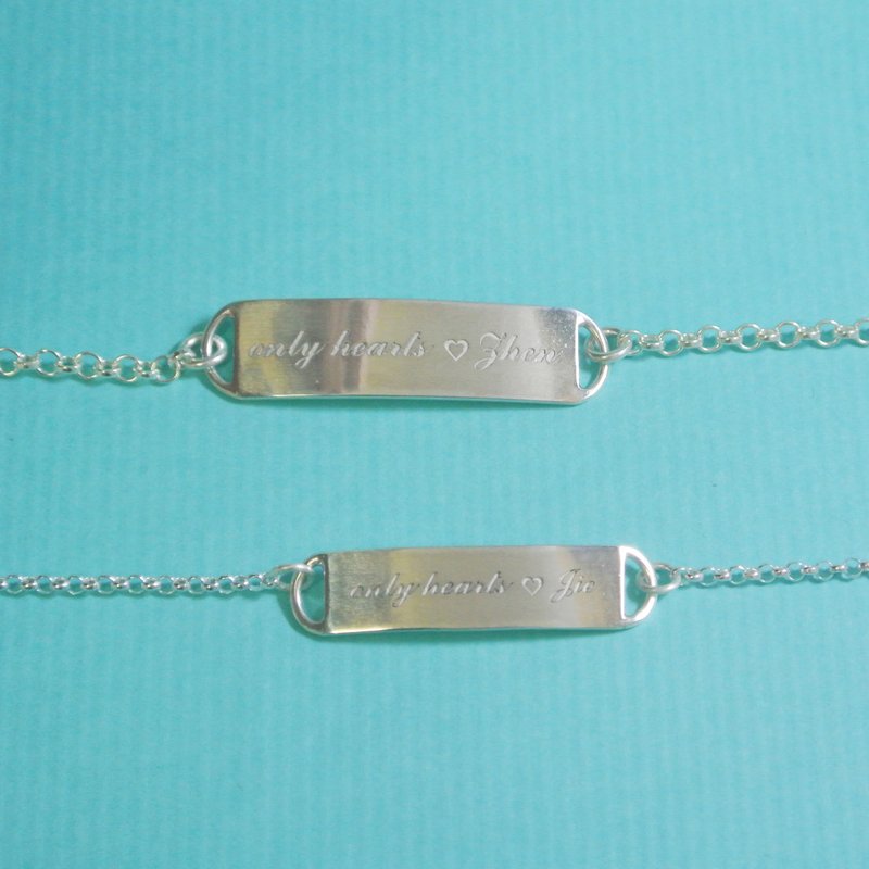 [圣诞节(交换礼物)][定制化]无限平片刻字 纯银手链(男女对链) - 手链/手环 - 其他金属 