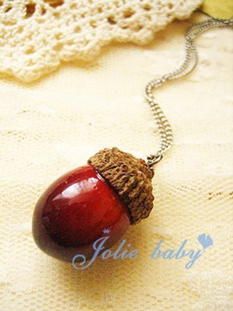 [Jolie baby]自然の果实---天然橡实不锈钢银链 - 项链 - 植物．花 